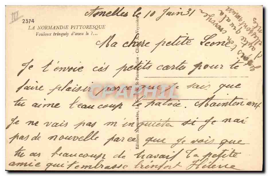 CPA Folklore Normandie Ane Mule — Verso