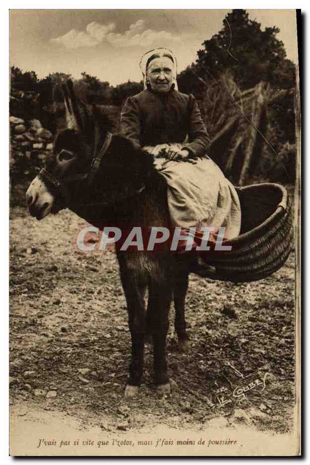 CPA Folklore Femme ane Mule Normandie