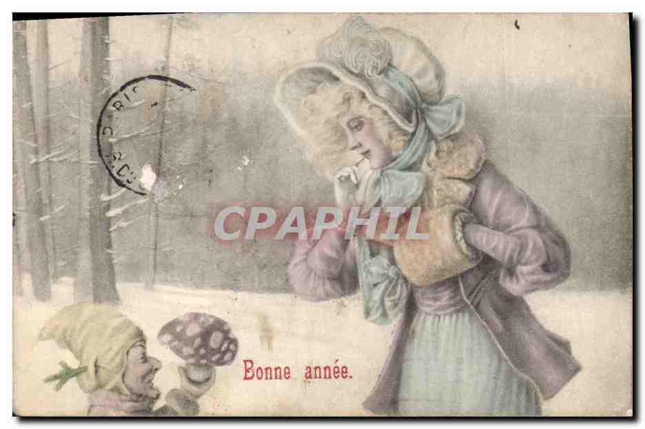 CPA Lutin Fantaisie Femme Champignon 