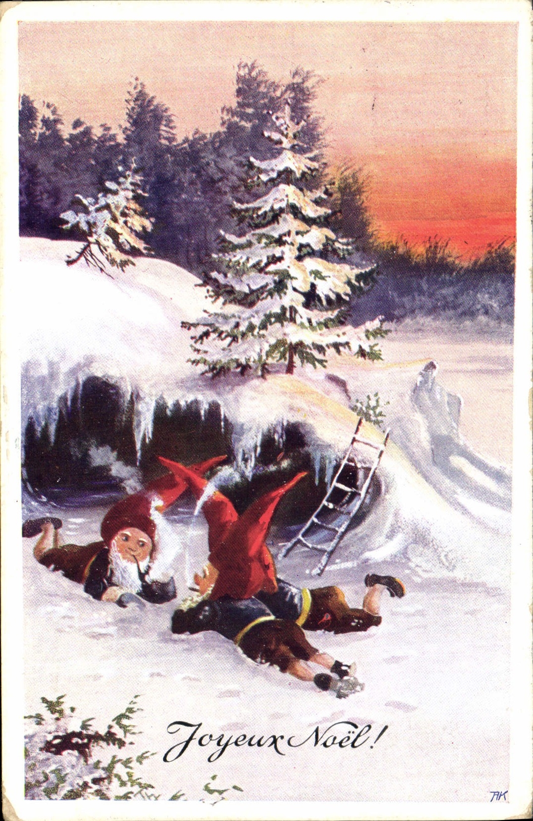 CPA Lutin Fantaisie Noel