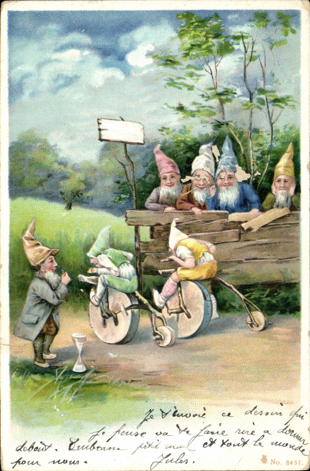Gnomes en carrosse — dessin humoristique — éditeur non identifié, n° 8451