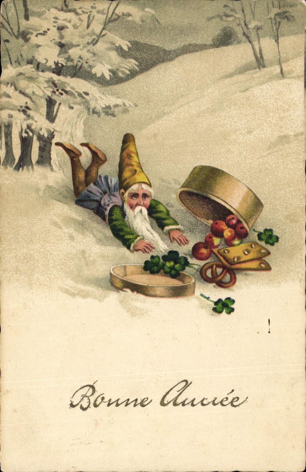 CPA Lutin Fantaisie Bonne annee Trefle 