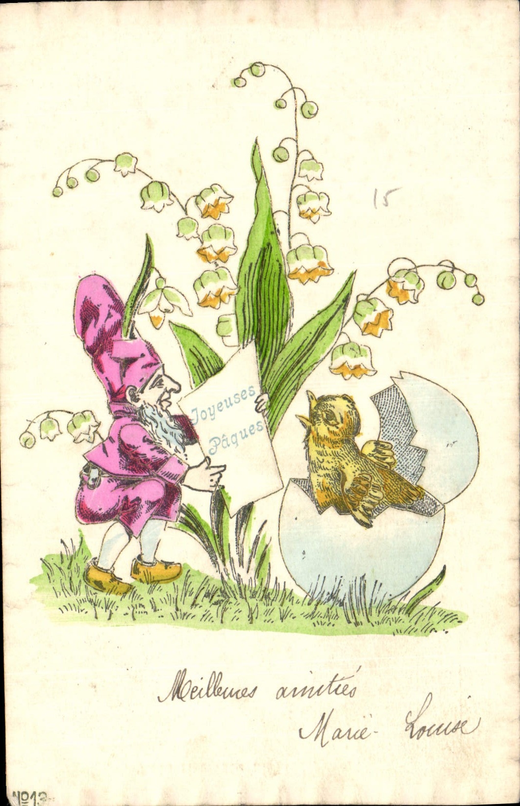 Gnome et poussin — Pâques — éditeur inconnu, n°1913