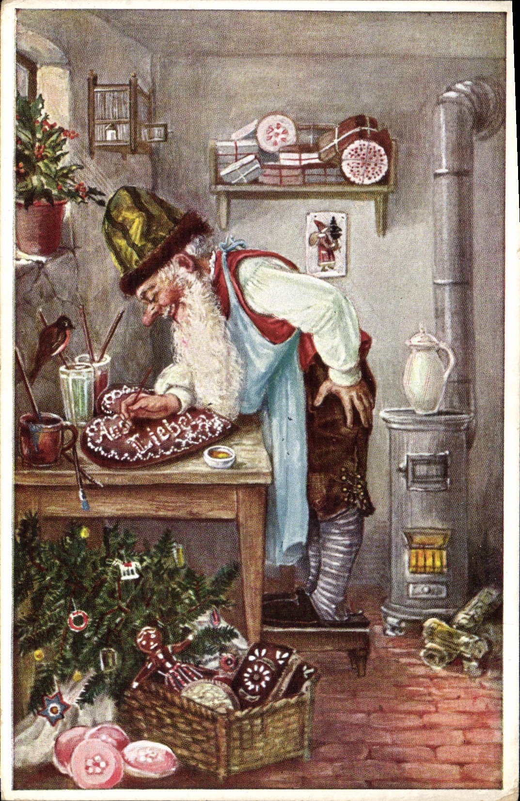 Père Noël décorant un gâteau — éditeur Novitas, n° 90259