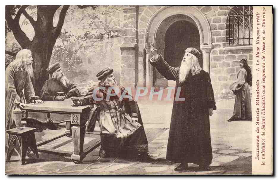 Jeunesse de Sainte Elisabeth — Le Mage Kingior prédit la naissance de Sainte Elisabeth aux seigneurs de Thuringe — Éditeur Bayard, n°1