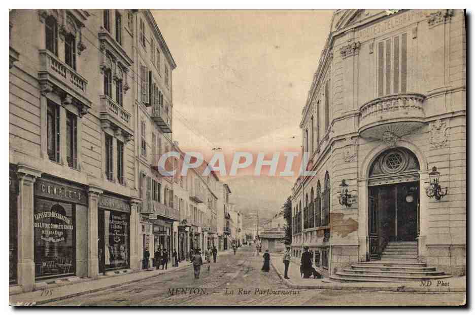 CPA Hotel des Postes Menton La rue Partourneaux 
