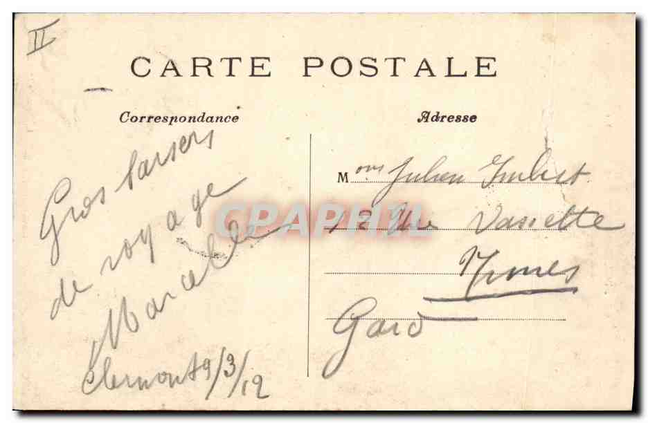 CPA Hotel des Postes Clermont Ferrand La Poste Telegraphe et Telephone  — Rückseite