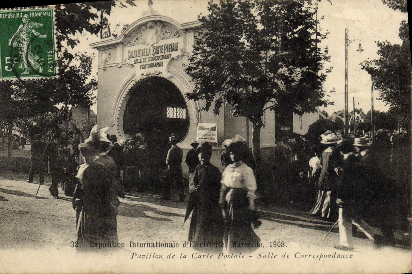 CPA Exposition internationale d'electricite Marseille 1908 Pavillon de la Carte Postale Salle de Correspondance TOP