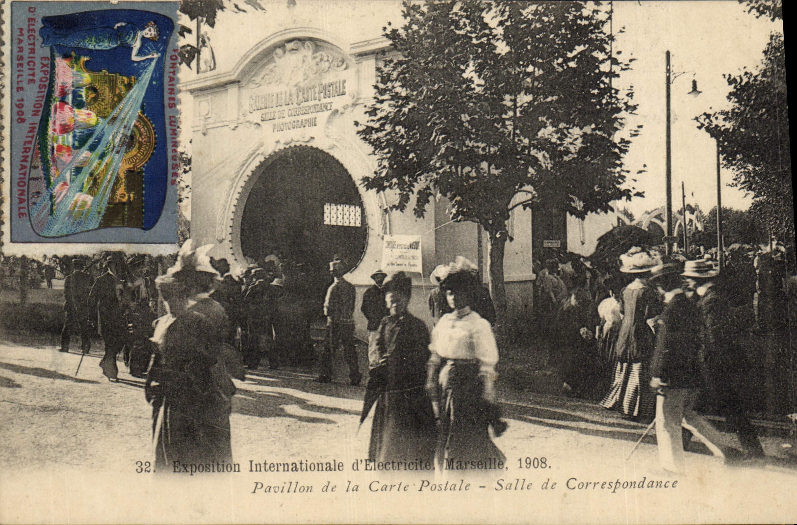 CPA Exposition internationale d'electricite Marseille 1908 Pavillon de la Carte Postale Salle de Correspondance TOP