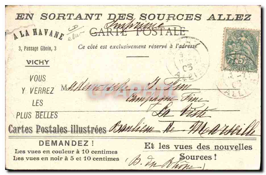 CPA Vichy Nouvelle facade du casino Publicite Cartes postales illustrees A la Havane TOP — Reverso
