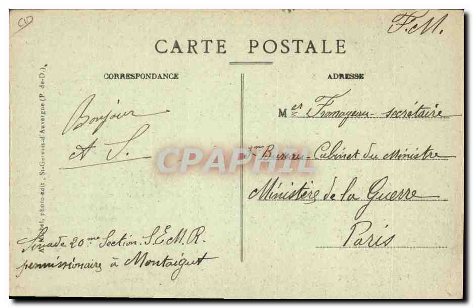 Musiker mit Trommel — Öffentliche Bekanntmachung — St-Gervais-d’Auvergne (P.de-D.) — Rückseite