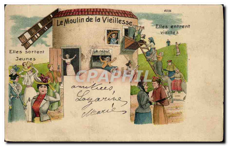 Le Moulin de la Vieillesse — caricature sur la vieillesse — éditeur anonyme, n° 6556