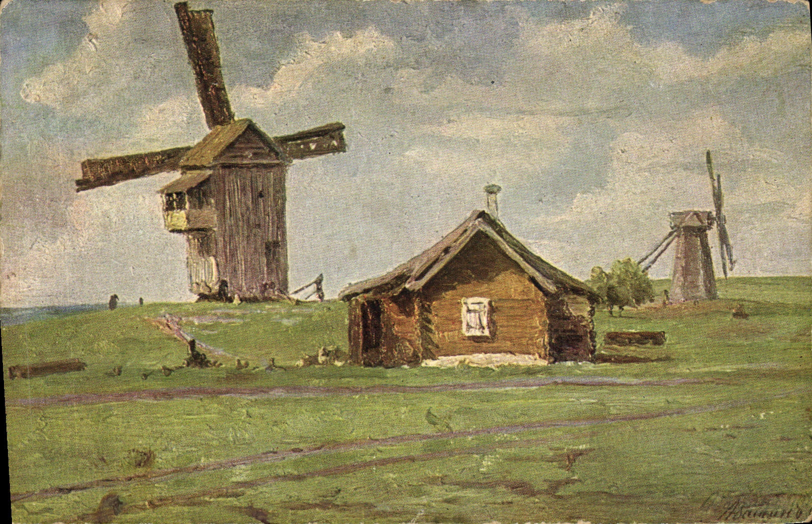 CPA Moulin a vent Abachine Moulins Russie Russia 