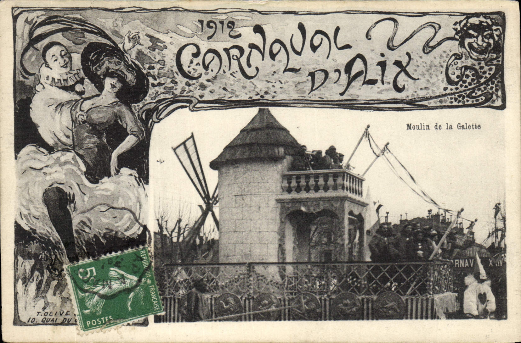 Carnaval d'Aix — 1912 — Moulin de la Galette — T. Olive