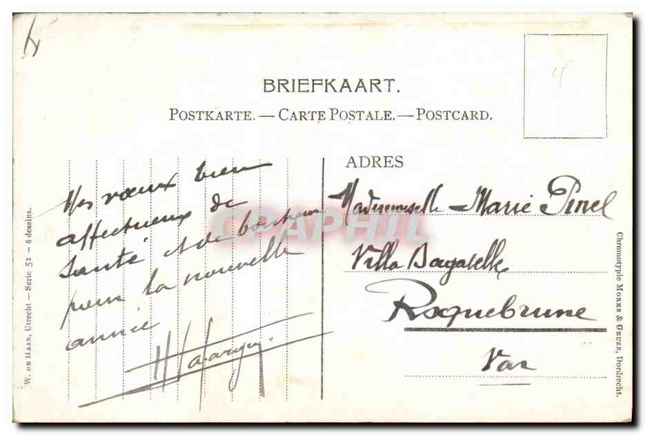 CPA Moulin a vent Femme — Rückseite