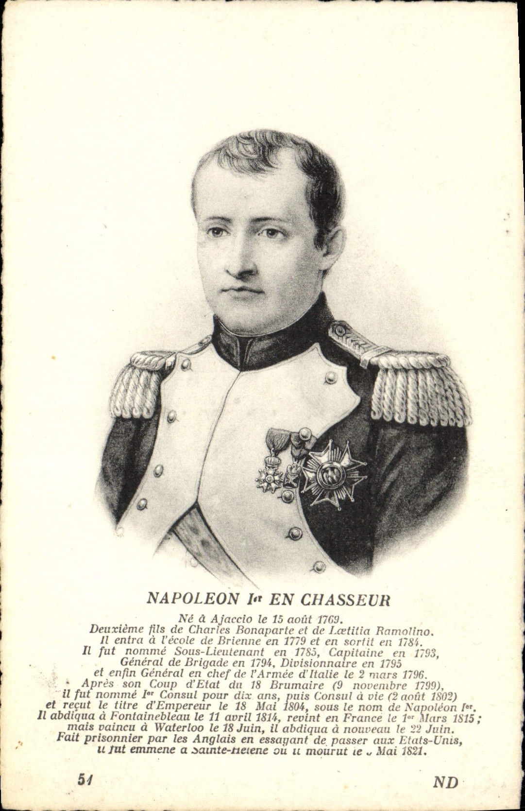 CPA Napoleon 1er en chasseur
