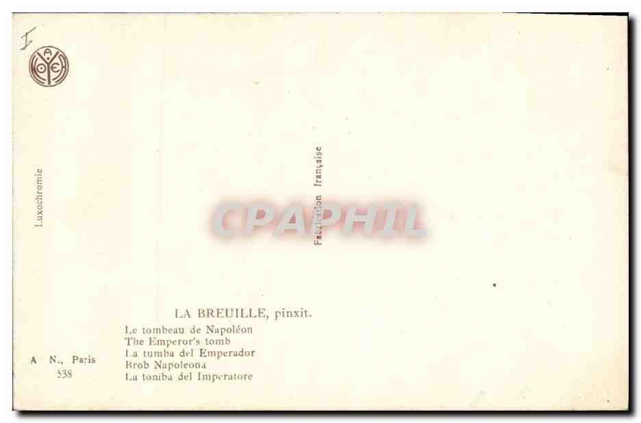CPA Napoleon 1er La Breuille Le tombeau — Verso