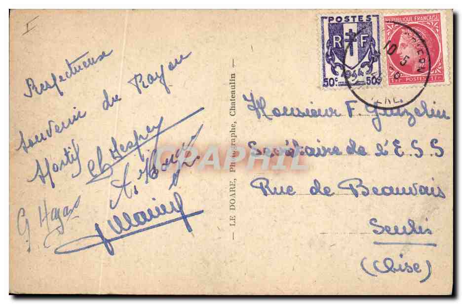 CPA Dolmen Menhir Morgat Menhir La Republicaine et le dolmen renverse Au fond l'Ile de Laber — Verso