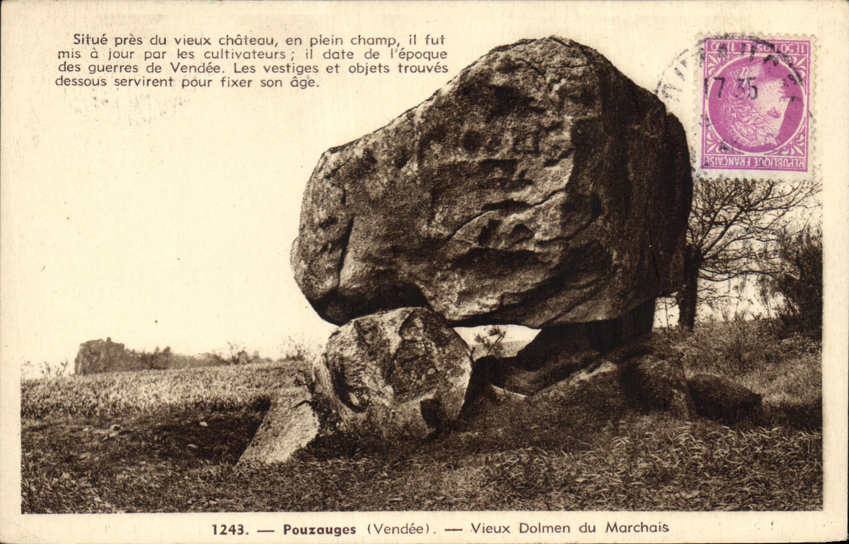 CPA Dolmen Menhir Pouzauges Vendee Vieux dolmen du Marchais