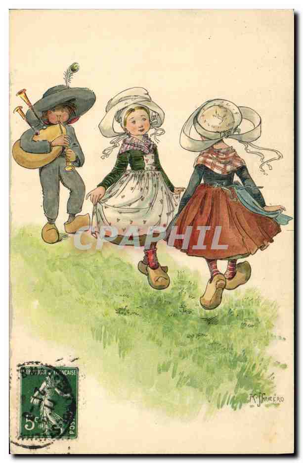 CPA Fantaisie Illustrateur Enfants Bretagne Folklore