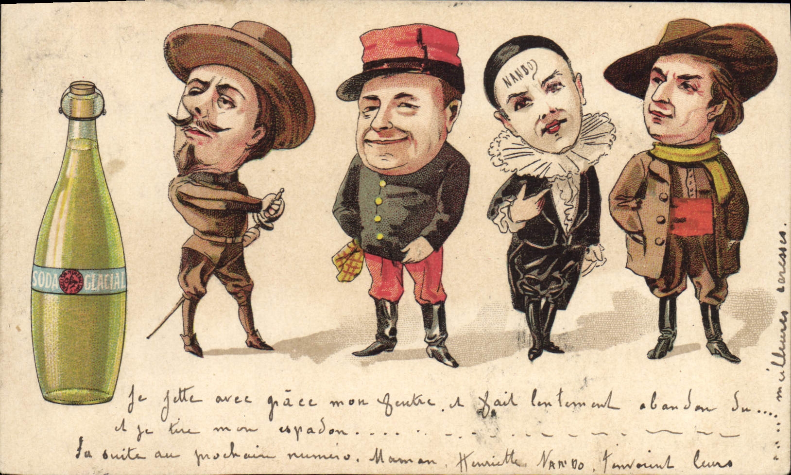 CPA Fantaisie Illustrateur Administration des eaux minerales du Mont Pilat a Pelussion Pierrot 