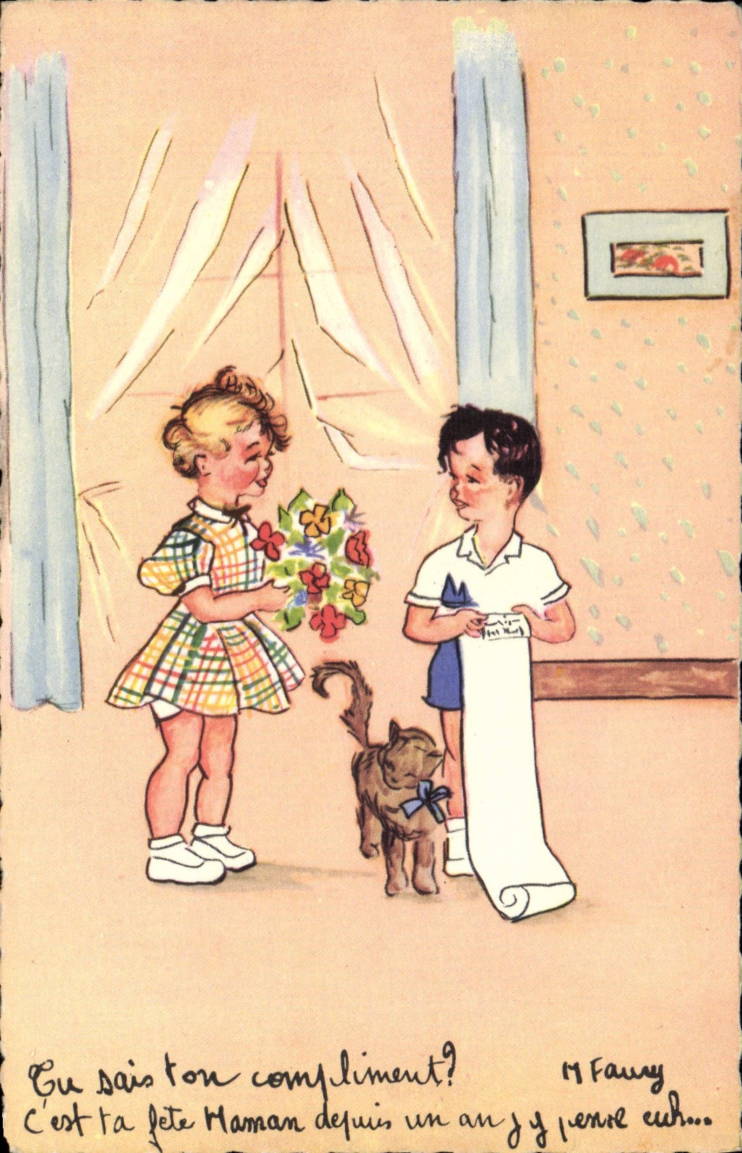 CPA Fantaisie Illustrateur Enfants Chat