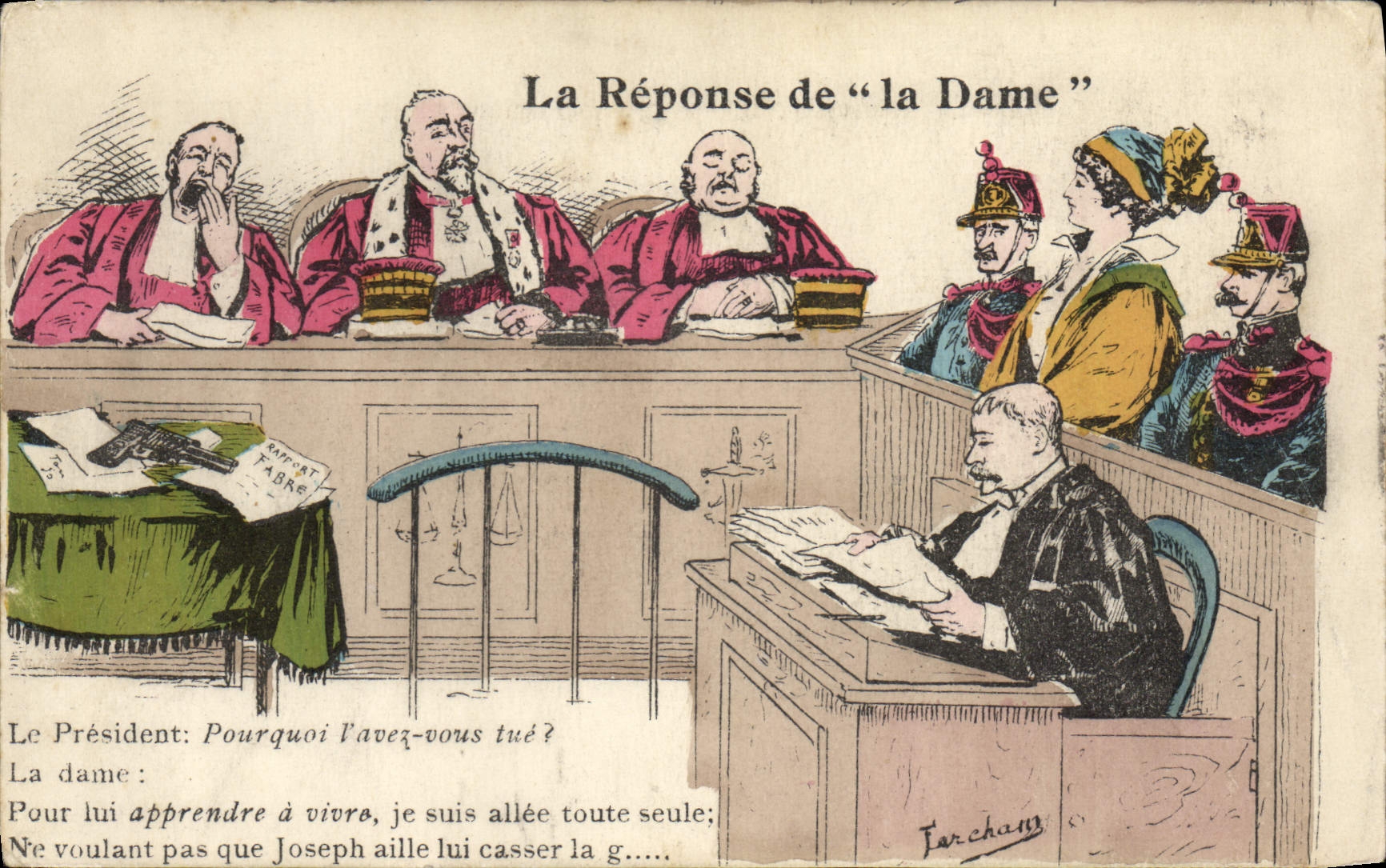 CPA Fantaisie Illustrateur Justice La reponse de la Dame 