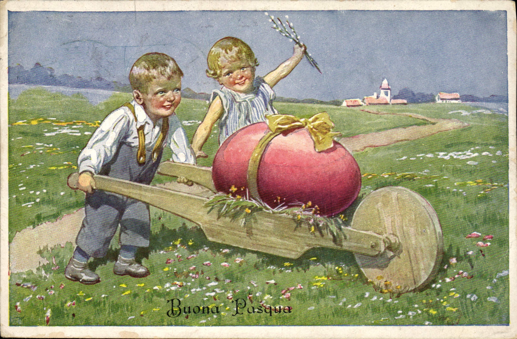 CPA Fantaisie Illustrateur Enfants Brouette