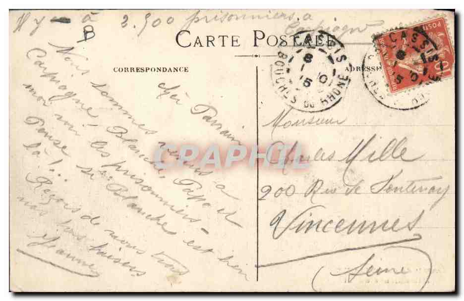 CPA Militaria Camp de Carpiagne Mitrailleuse au tir — Rückseite