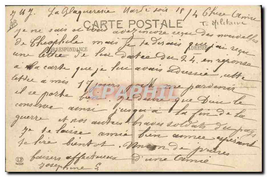 CPA Militaria Artillerie de cote Canon rapide de 95 — Verso