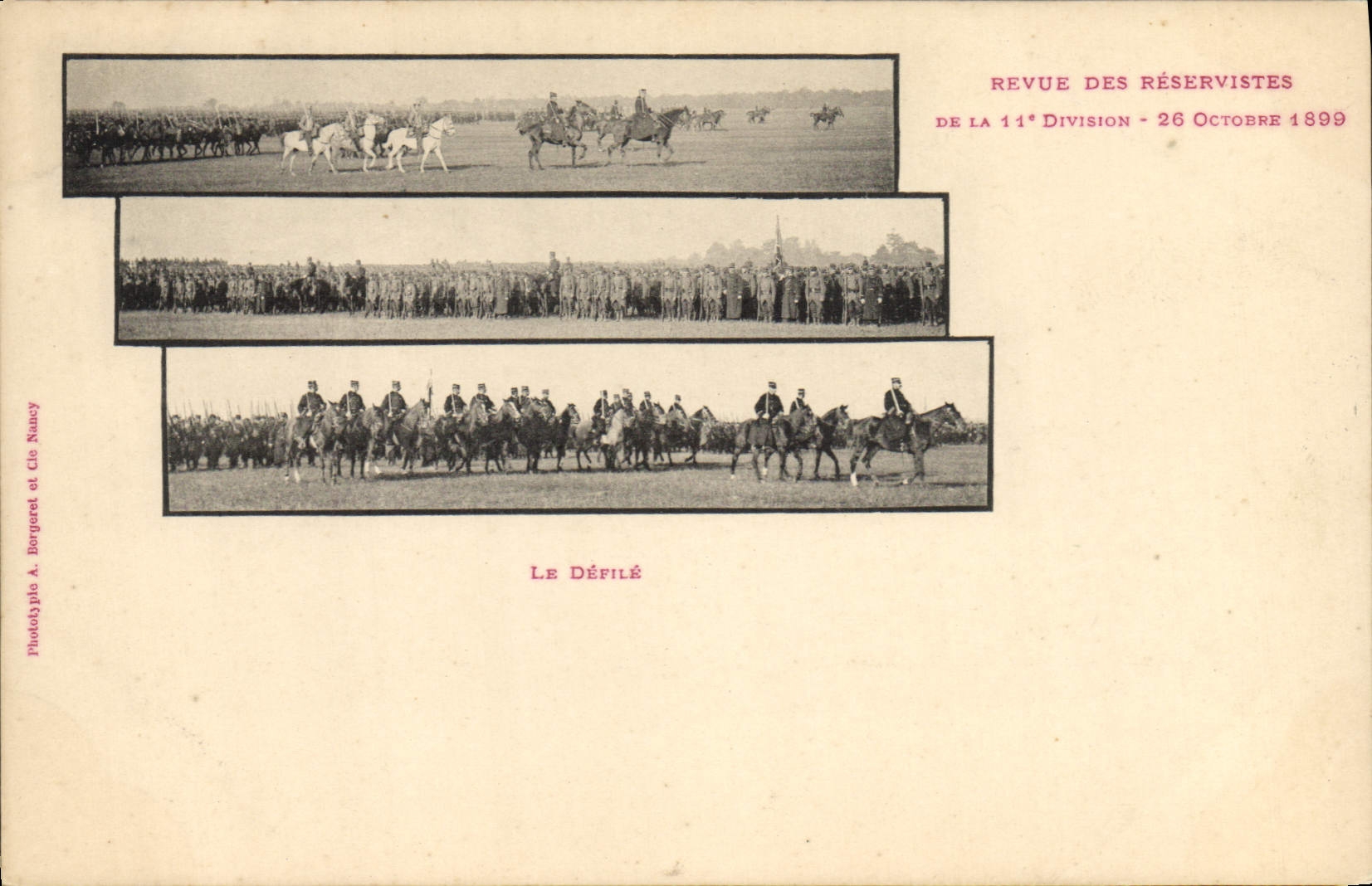 CPA Militaria Revue des Reservistes de la 11 eme division 1899 Le defile