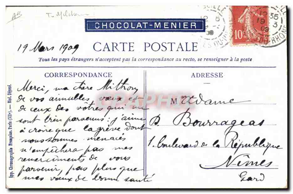 CPA Militaria Sortie des ecuries Chocolat Menier  — Verso