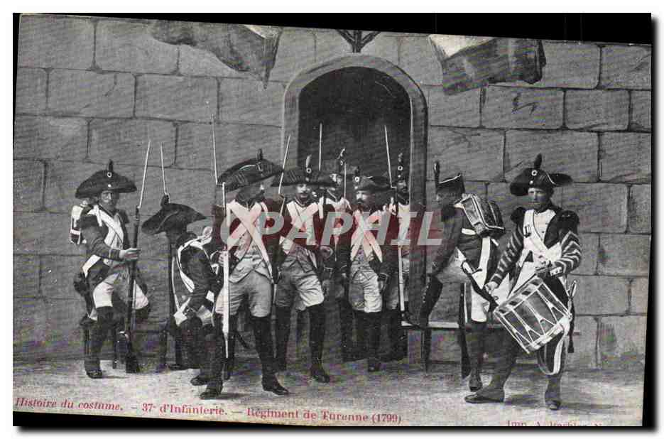 CPA Militaria 37eme d'infanterie Regiment de Turenne 1799