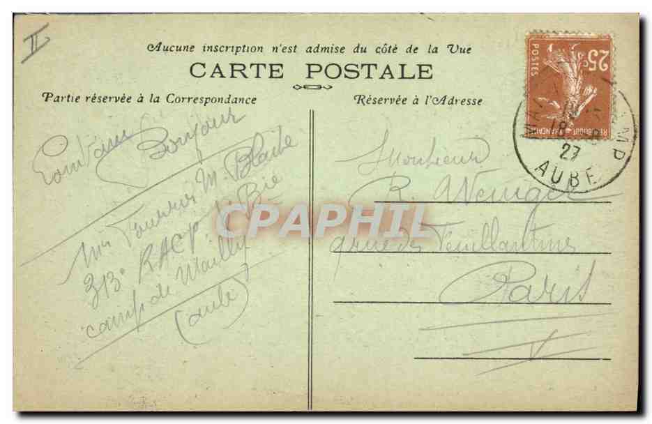 CPA Militaria Camp de Mailly Piece de 155mm Fillion auj tir — Rückseite