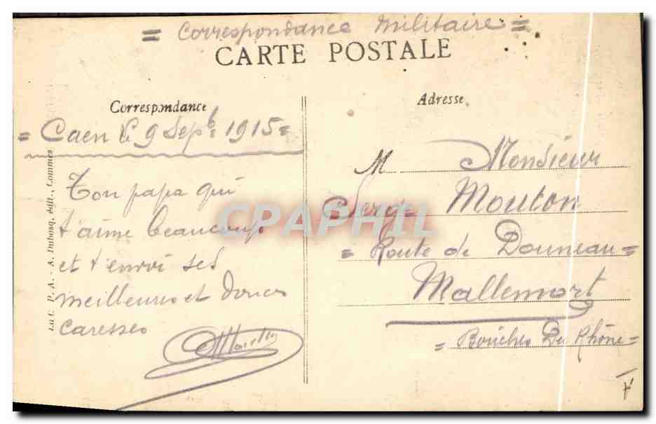 CPA Folklore Normandie Servante de Fecamp — Verso