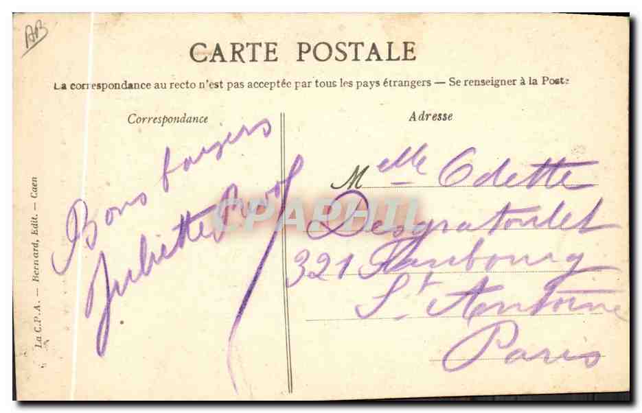 CPA Folklore Normandie Le bonnet rond — Verso