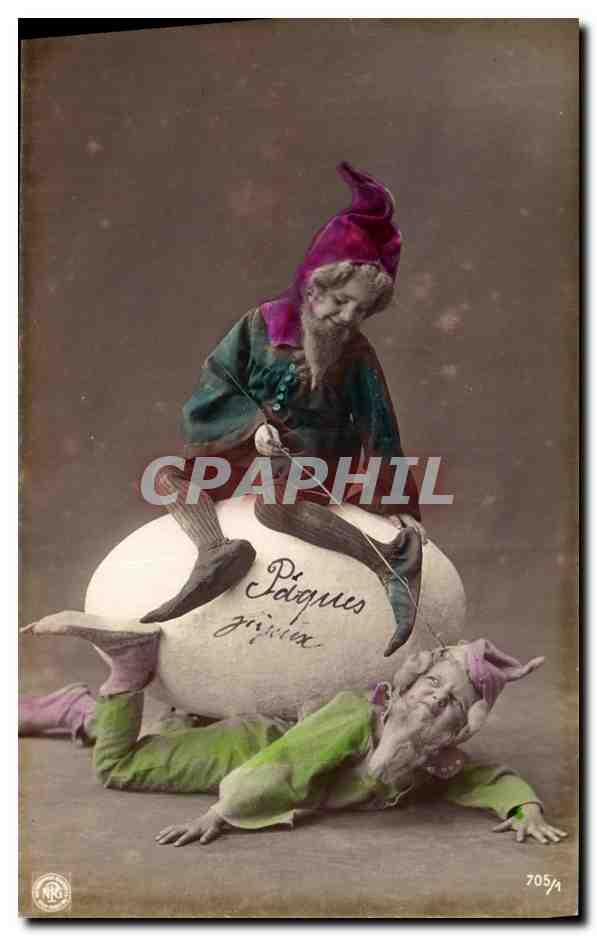 CPA Fantaisie Lutin Paques Oeuf