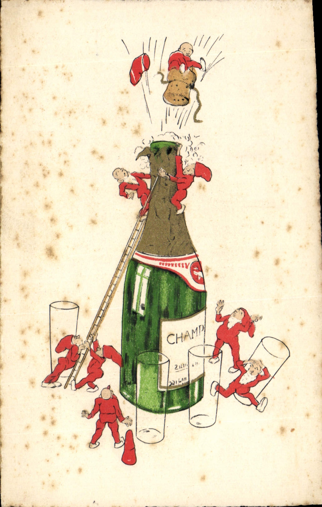 CPA Fantaisie Lutin Champagne