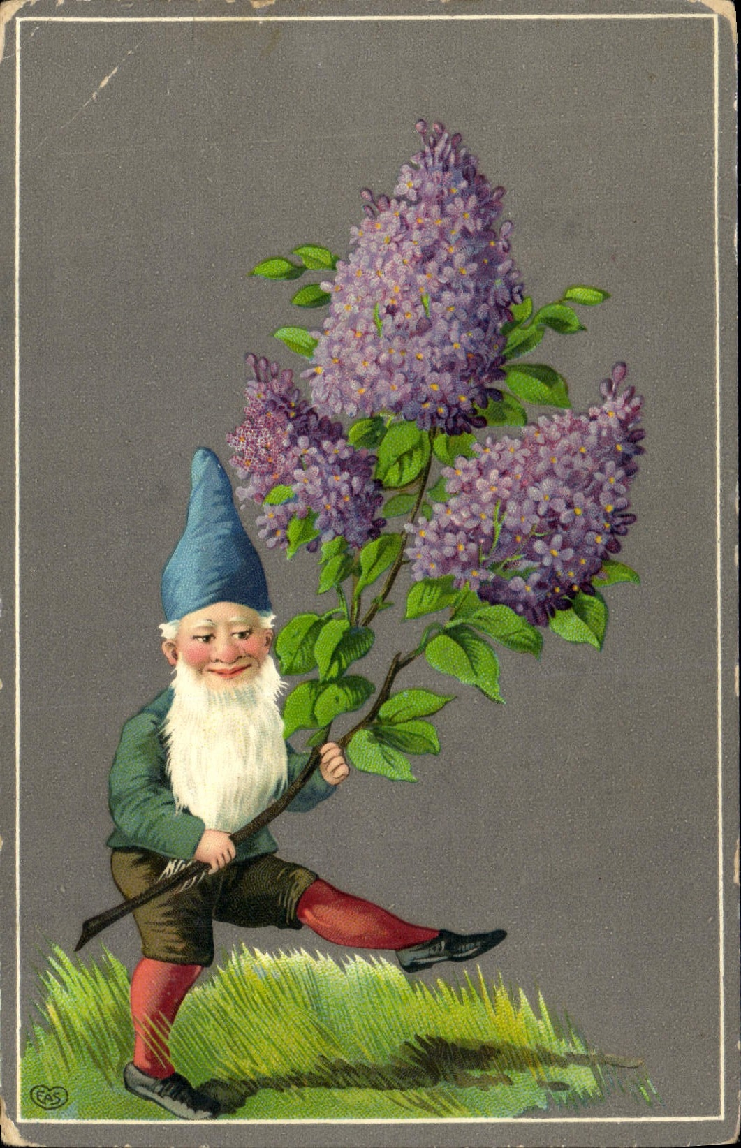 Tarjeta postal antigua Fantasía Duende