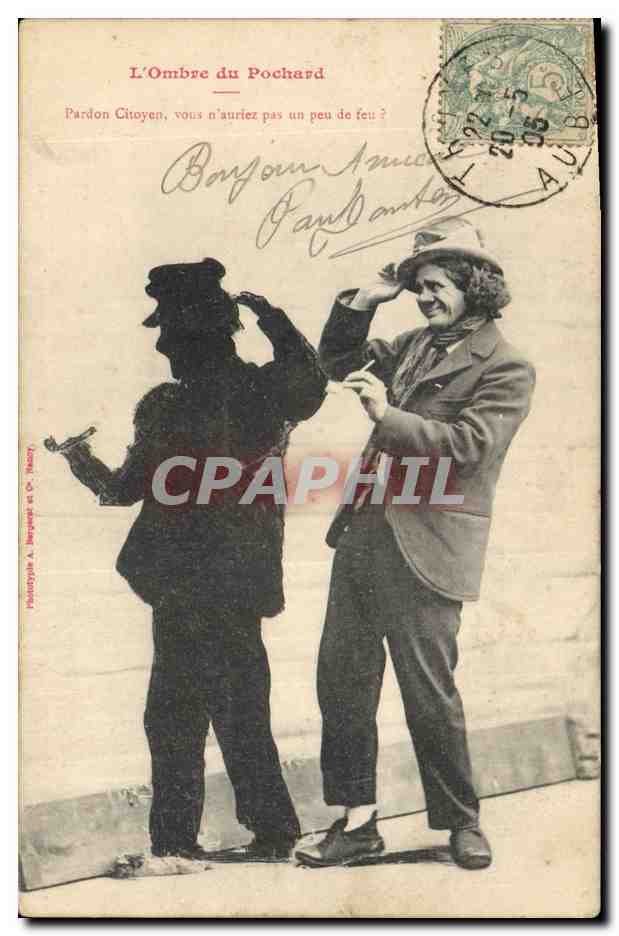 La Sombra del Pochard — escena de calle con payaso — Fototipia A. Bargelet & Cie, Racy