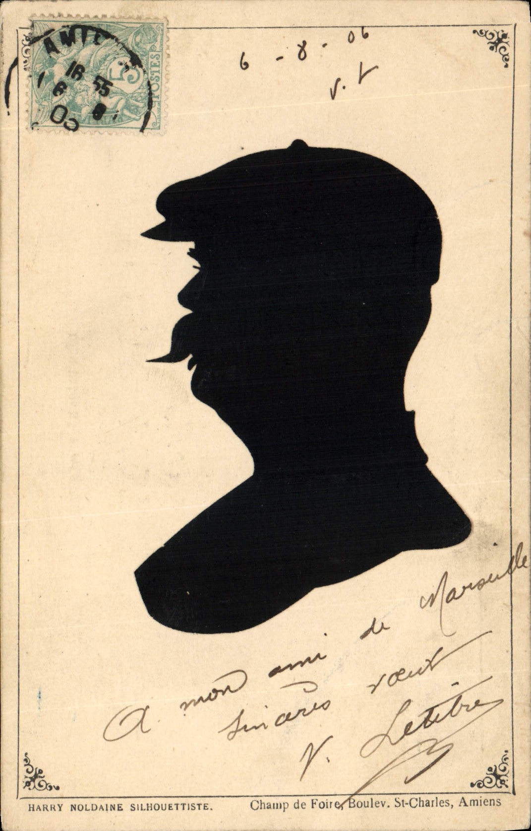 Silueta de un hombre con bigote — Harry Noldaine Silhouettiste — Amiens