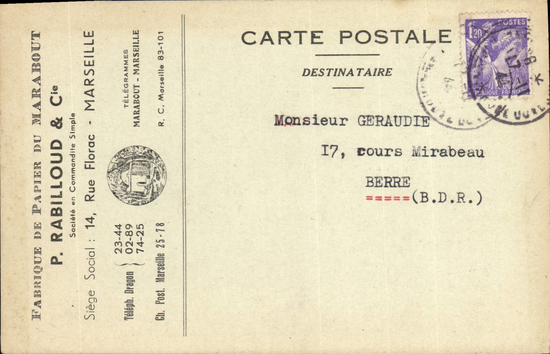 CPA Cartes Postales Rabilloud Rue Florac Marseille
