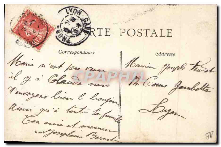 CPA Cartes Postales Enfant Semeuse 10c  — Rückseite
