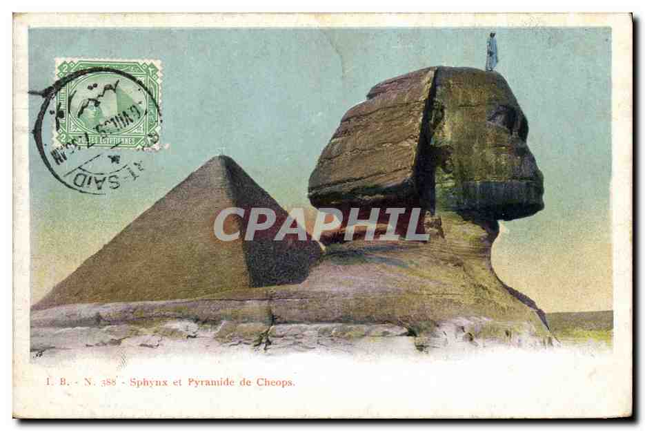 CPA CARTE MAXIMMUM Egypte Shynx Sphynx et pyramide de Cheops