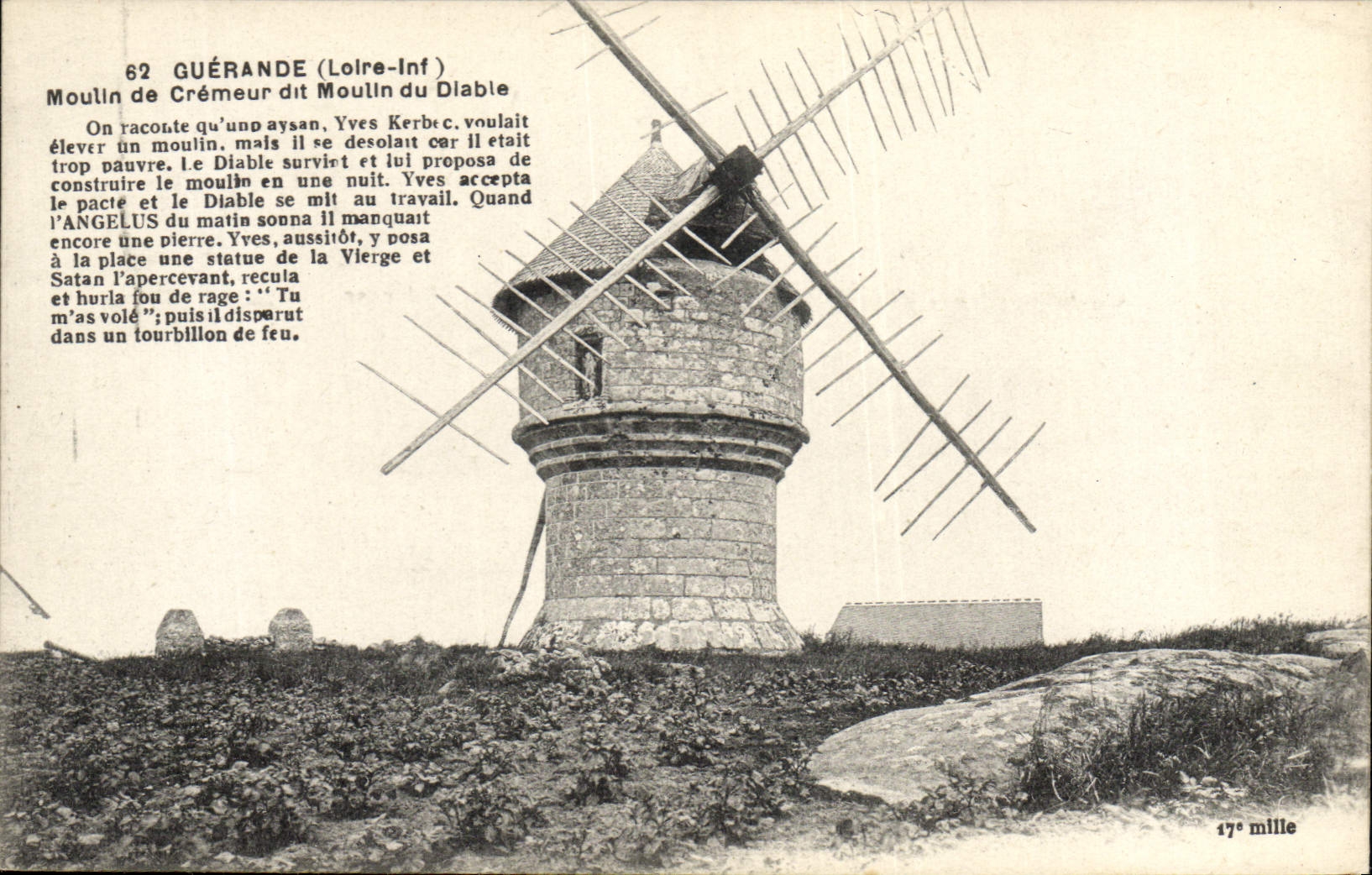 Guérande (Loire-Inf.) — Moulin du Diable, légende locale — éditeur S. GIRAUD, N° 178