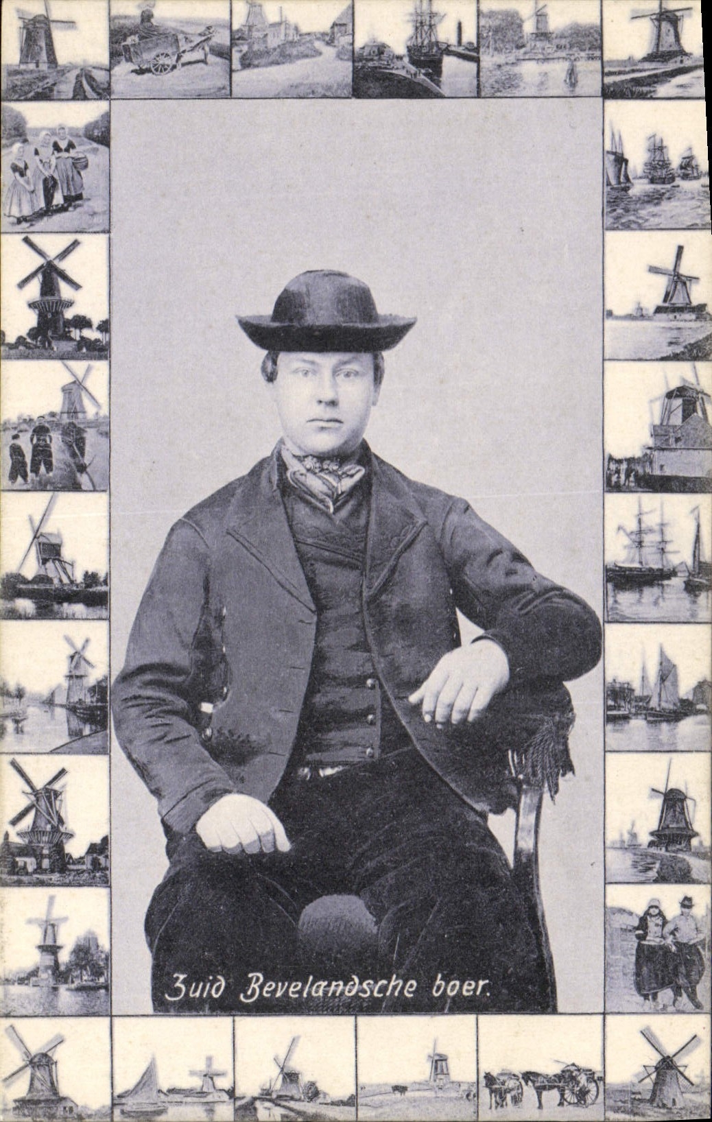 Zuid Bevelandsche boer — portrait d'un homme en costume — éditeur Di Trenkler Co., Leipzig