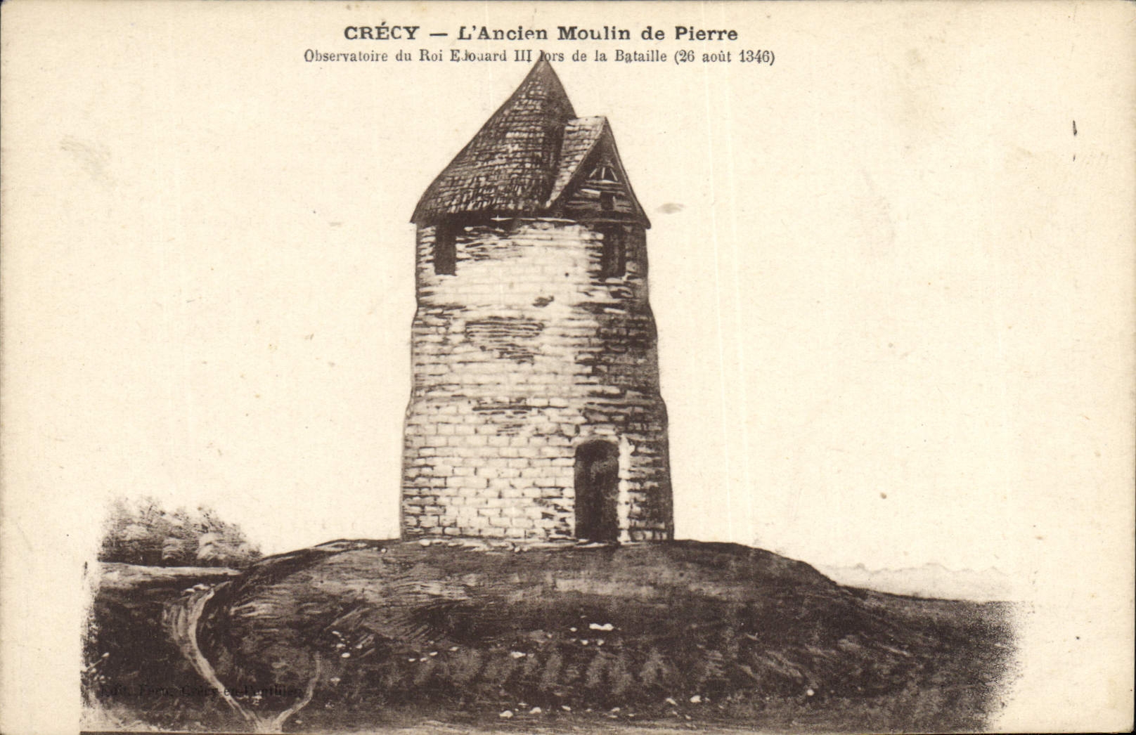 CPA Moulin a vent Crecy L'ancien moulin de pierre 