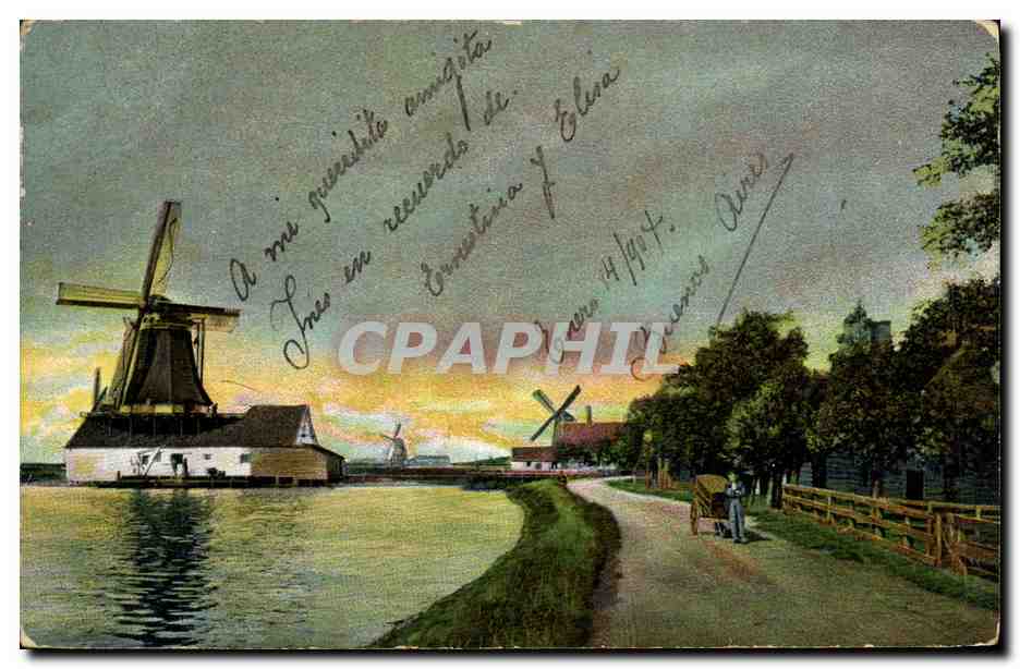 CPA Moulin a vent Zaandam 