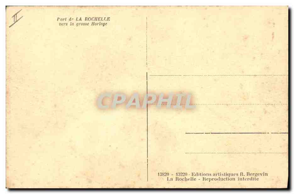 CPA Bateau de peche Port de la rochelle vers la grosse horloge — Verso