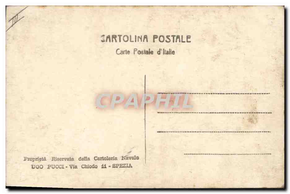 R. Scuola A. Vespucci — Segelschiff im Hafen — Cartolineria Navale Ugo Pucci, Spezia — Rückseite